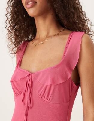 Asos Design Mesh Double Frill Midi Tea Dress