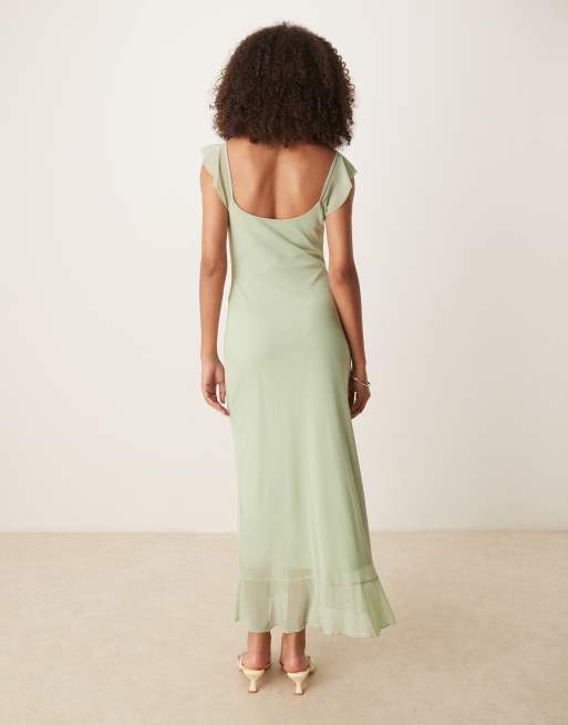 slim fit dress slacks Plus Size V-neck Satin Ruffled Midi Wedding Guest Dress