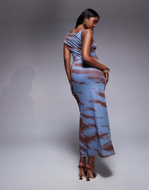 chinese dress ladies Bellamare  Elegant draped neckline  One shoulder maxi dress