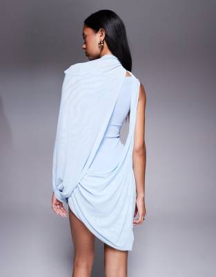 Asos Design Mesh Extreme Drape Mini Dress