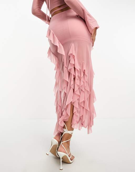 Asos ruffle midi skirt hotsell