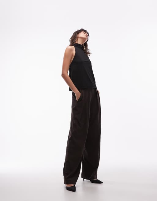 ASOS DESIGN mesh floaty tie halter neck top in black, 3 of 4