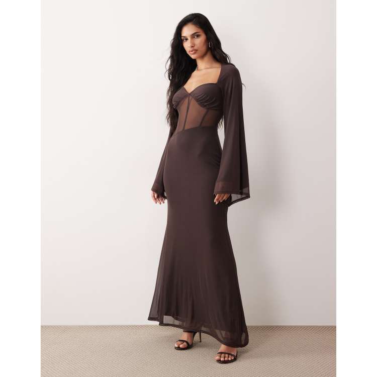 corset long dress with sleeves Adora 3079's Corset Gown with Long Sleeves and Off-Shoulder Design  sheerdreamz