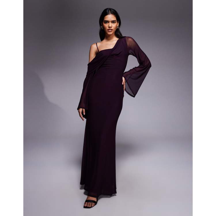 green emerald velvet dress Nash Diamante Off Shoulder Maxi Dress / Mahogany | Meshki