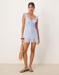 [ASOS DESIGN] ASOS DESIGN mesh frill strap mini tea dress in baby blue 16 Baby blue