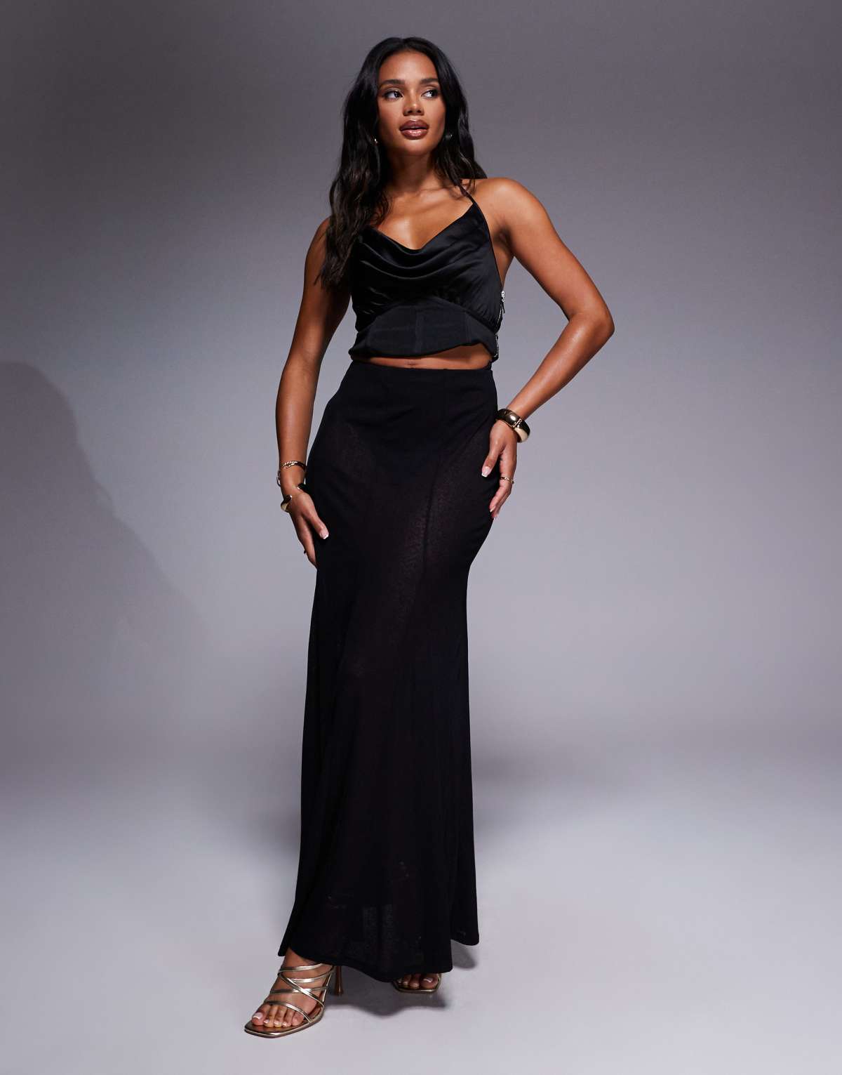 ASOS DESIGN mesh godet sheer maxi skirt in black