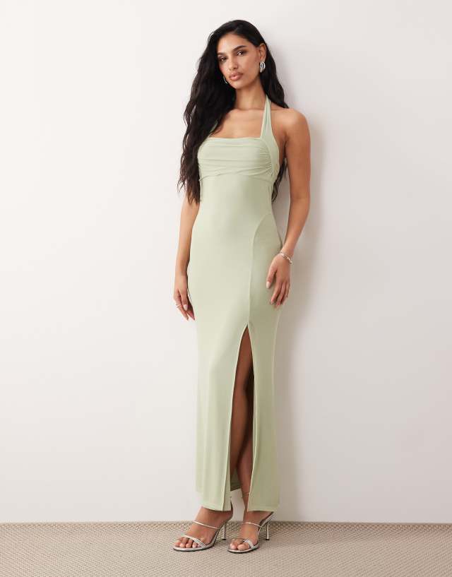 asos luxe organza ruched halter neck maxi dress Design - Mesh - Women - Polyester - L bridesmaiddress