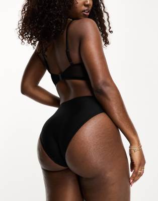 Asos Design Mesh High Leg High Waist Bikini Bottoms In Black