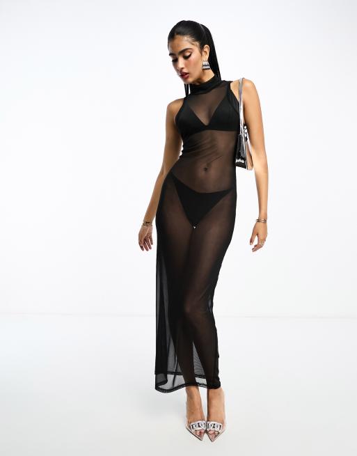 Mesh high clearance neck dress