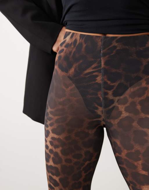 ASOS DESIGN mesh leggings met voetlus in luipaardprint, 3 van 5