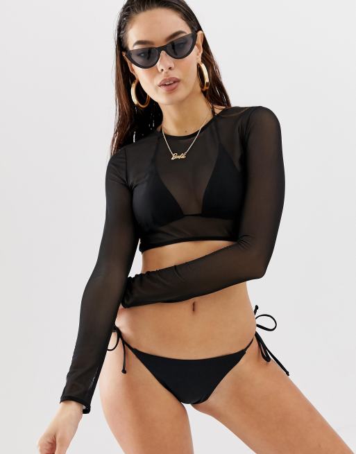 long sleeve bikini crop top