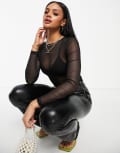 [ASOS DESIGN] ASOS DESIGN mesh long sleeve bodysuit in black 16 Black