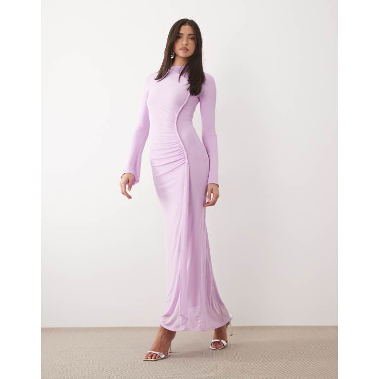 chinese dress ladies Lilac Kylie Long Sleeve Dress | Made In Italy