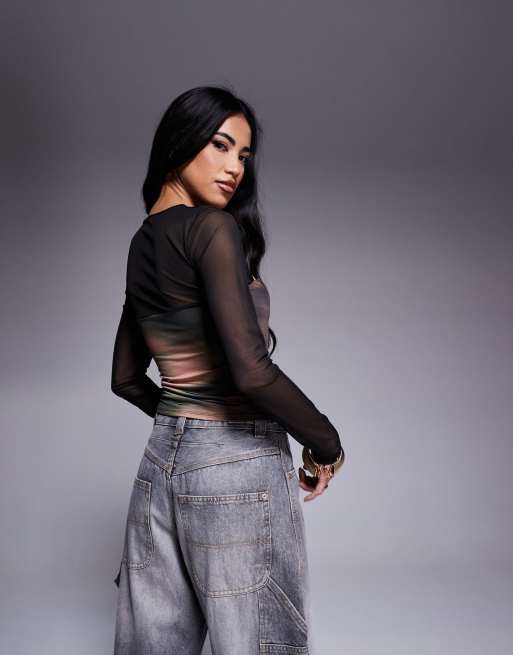 ゆ*き様 OBSIDIAN RECYCLED MESH LONG SLEEVE ゆ*き様 OBSIDIAN RECYCLED MESH LONG SLEEVE Ruched Mesh Off