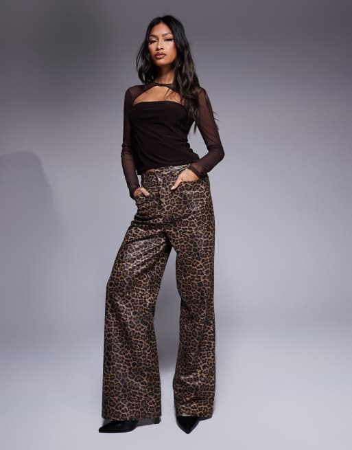 ASOS DESIGN mesh long sleeve top with rouleau button detail in brown, 4 of 4