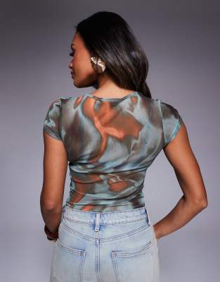 ASOS DESIGN MESH MARBLE ABSTRACT PRINT BABY TEE