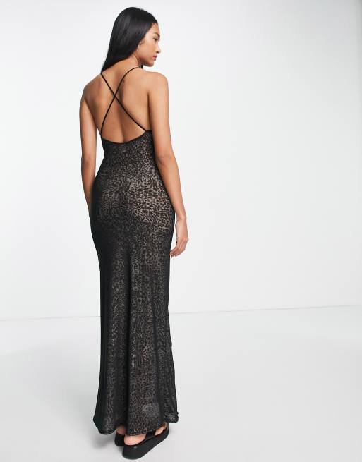 Leopard mesh hotsell maxi dress