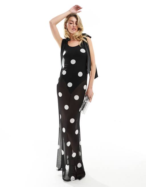 Asos polka best sale dot maxi dress