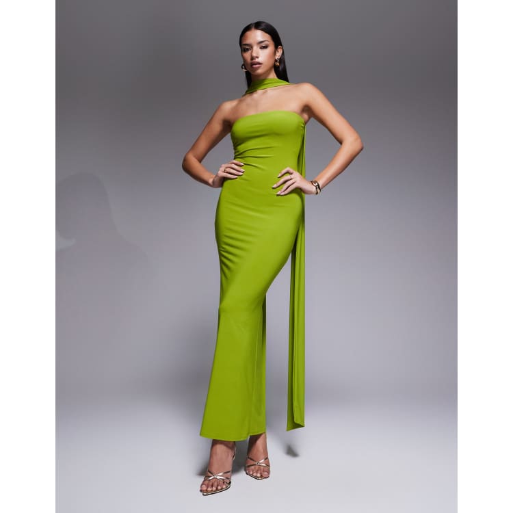VELOUR DOCKING SCARF DRESS グリーン S m950 ASOS DESIGN mesh maxi dress with scarf detail in green | ASOS