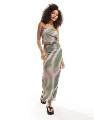 ASOS DESIGN ASOS DESIGN mesh maxi skirt co ord in green ombre-Multi
