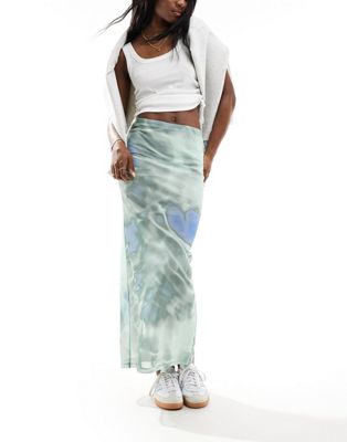 ASOS DESIGN mesh maxi skirt in blurred floral