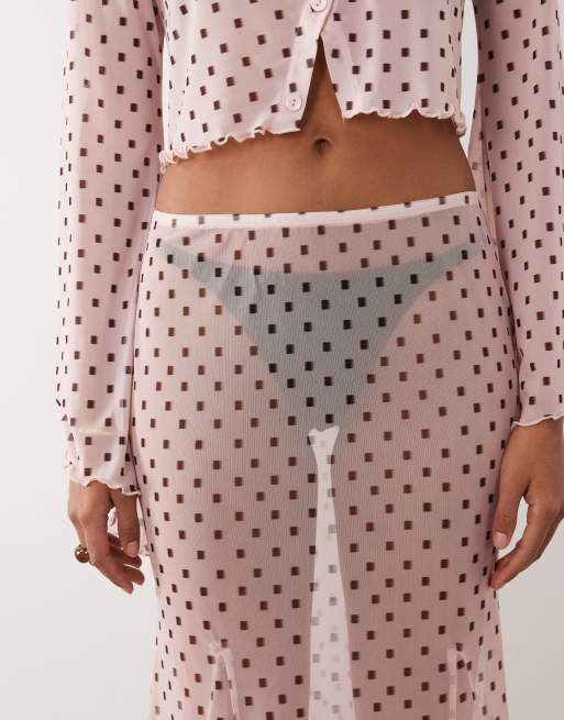 ASOS DESIGN mesh maxi skirt in geometric print (part of a set), 4 of 5