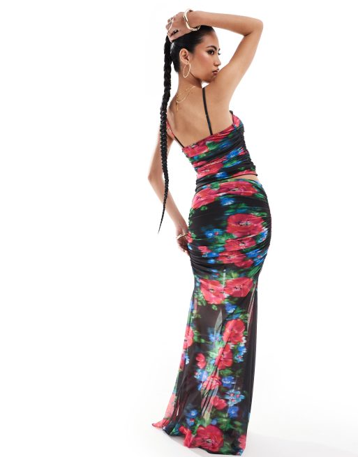 Floral maxi evening skirt sale