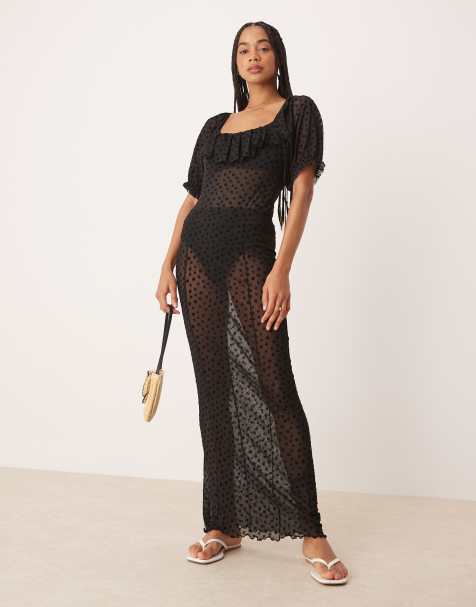 ASOS DESIGN - Mesh met geflockt bloemmotief - view 1