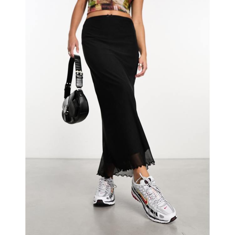 ASOS DESIGN mesh midi skirt in black ASOS