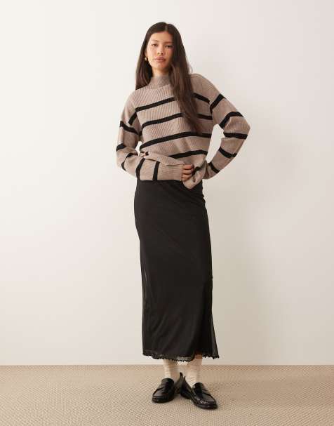 ASOS DESIGN mesh midi skirt in black - view 1