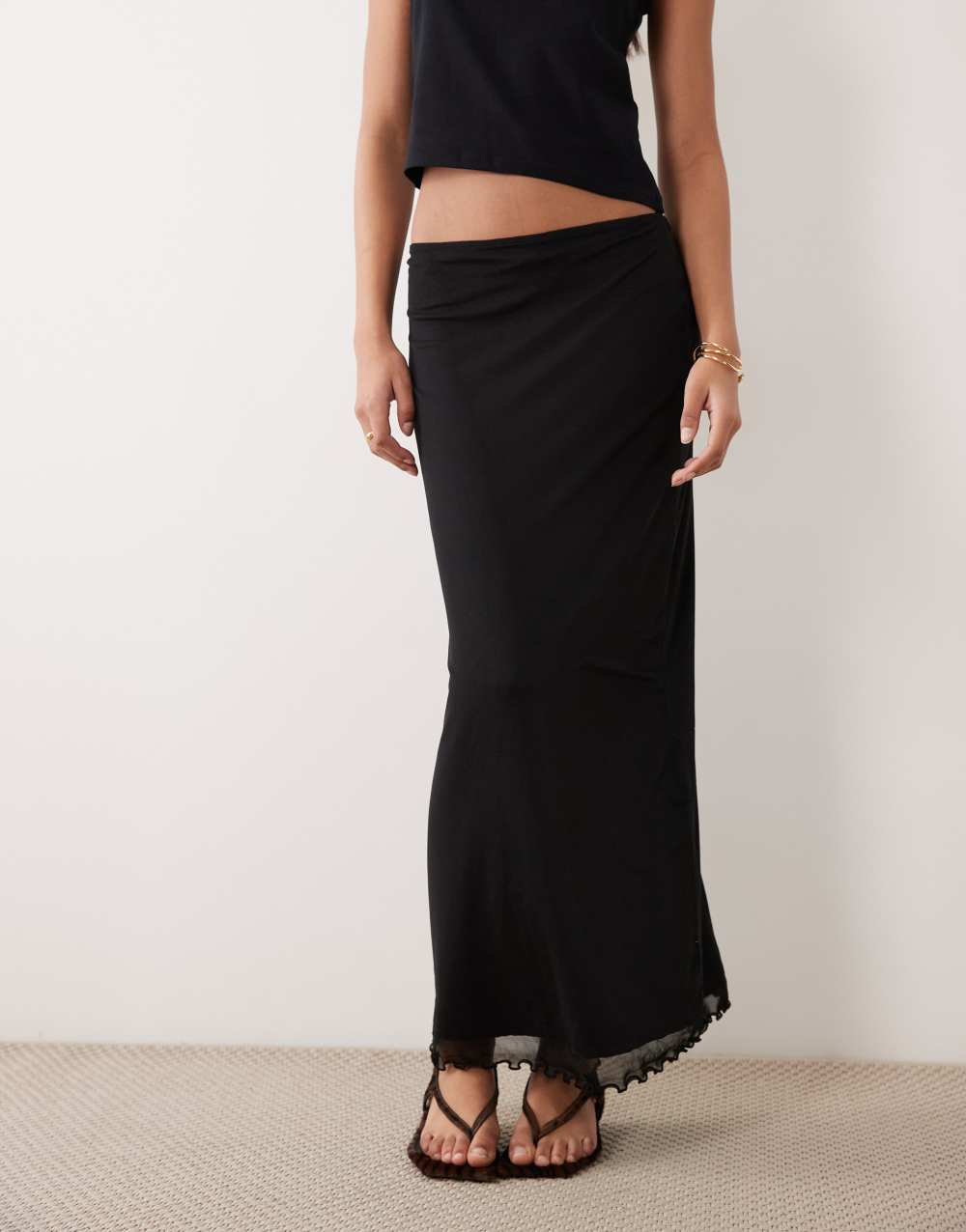 ASOS DESIGN mesh midi skirt in black
