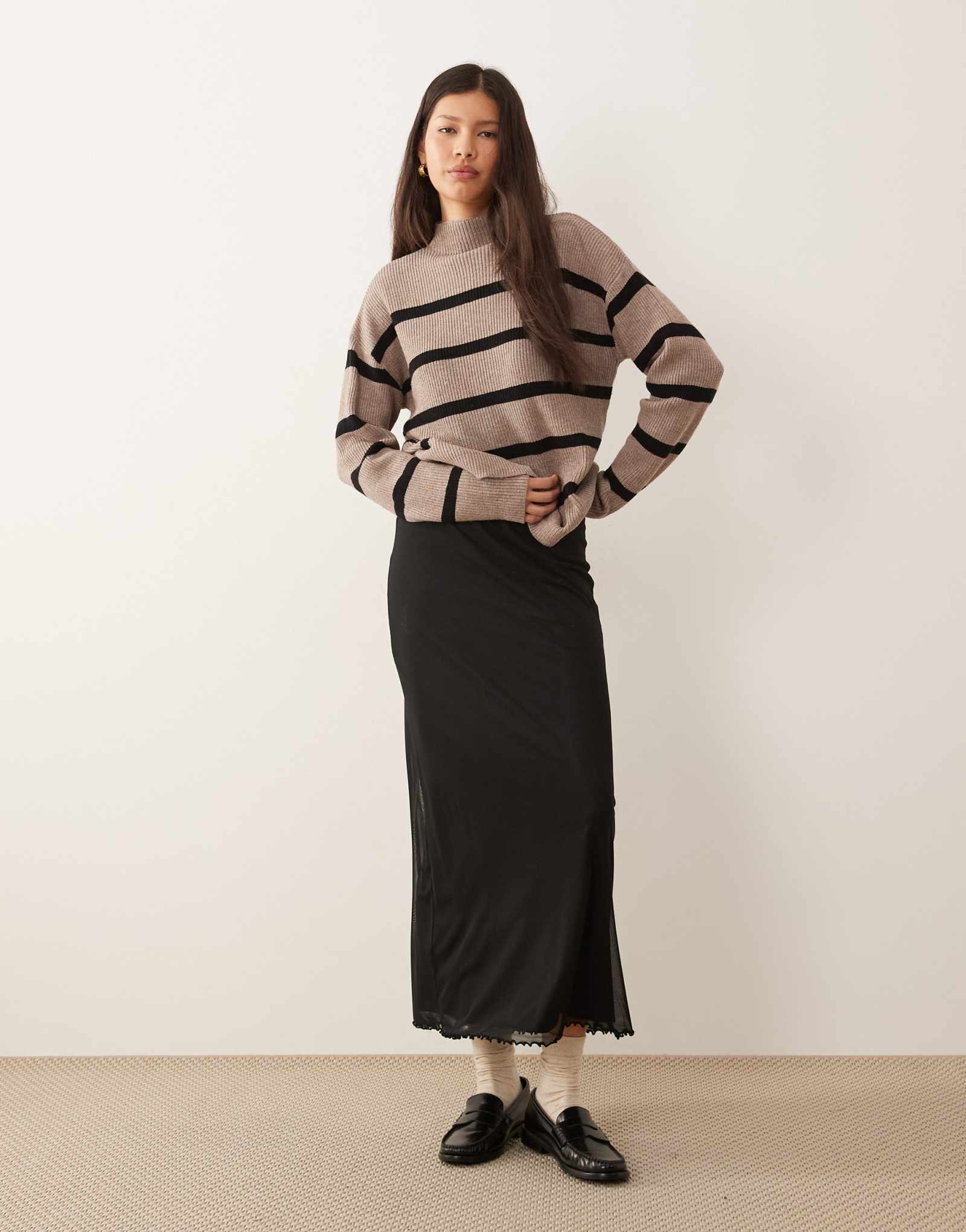 ДИЗАЙНЕРСКАЯ юбка миди из сетки ASOS черного цвета