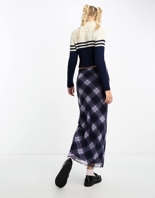 ASOS DESIGN mesh midi skirt in check, 2 of 4