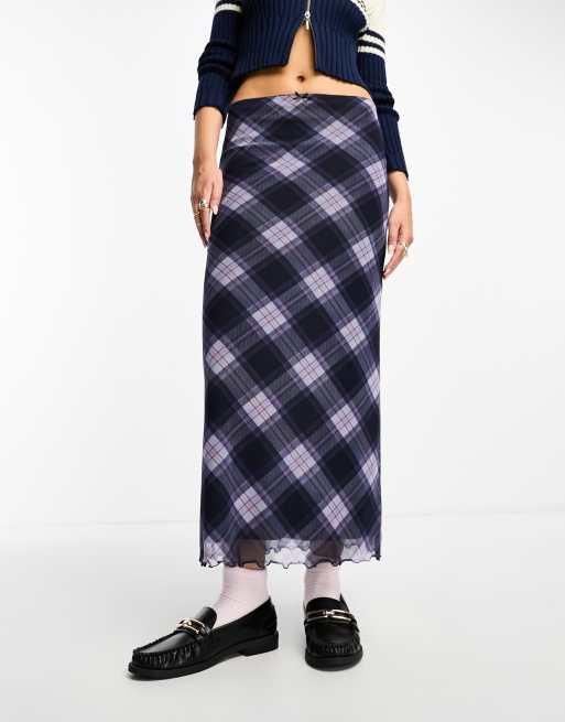 ASOS DESIGN mesh midi skirt in check