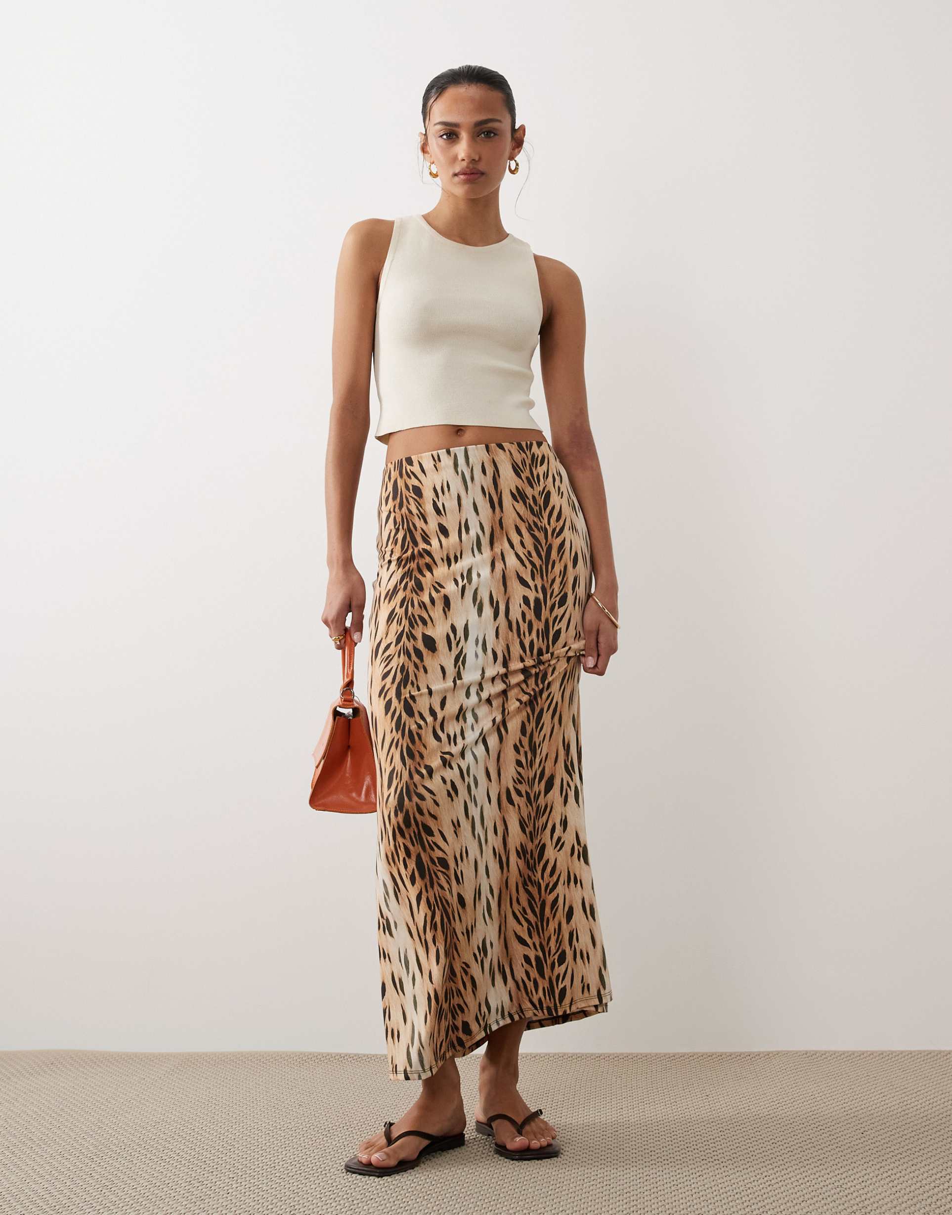 asos design mesh midi skirt in leopard print