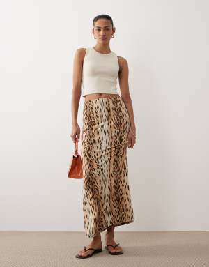 ASOS DESIGN mesh midi skirt in leopard print