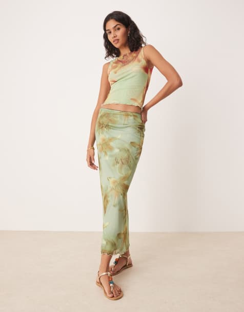 ASOS DESIGN mesh midi skirt in oversized floral print - view 1