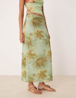 Asos Design Mesh Midi Skirt In Multi