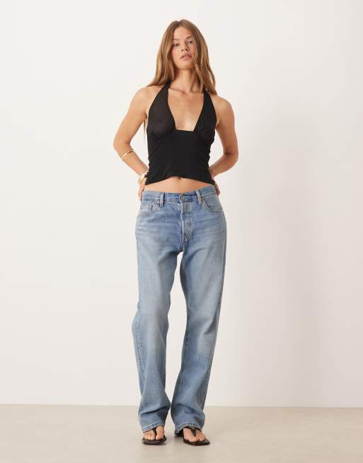 ASOS DESIGN mesh mix halter top in black, 4 of 4