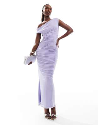 Amelisse - Off-Shoulder Two-Layer Mesh Midi Dress