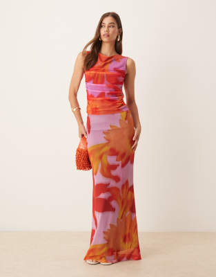 Onlasha Sl Frill O Neck Top Rose Quartz Aop Summer Garden
