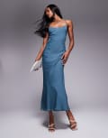 [ASOS DESIGN] ASOS DESIGN mesh panelled chiffon bias midaxi dress in smokey blue 10 Smokey blue