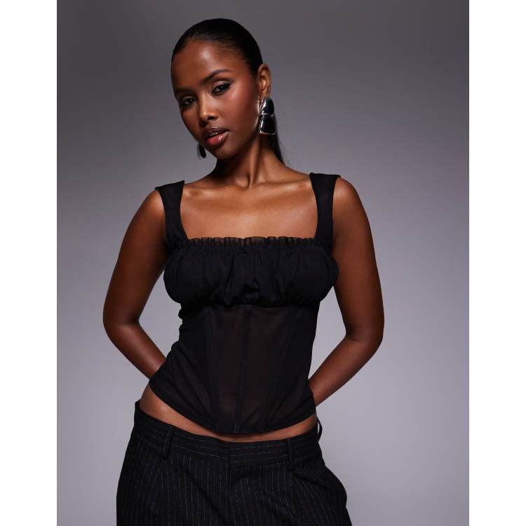 textured mesh dress Bow Textured Mesh Puff Sleeve Mini Dress Small / Black