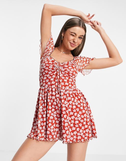 Asos hot sale red playsuit