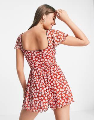 asos red playsuit