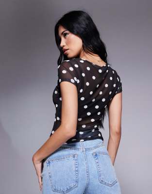 Asos Design Mesh Polka Dot Print Baby Tee