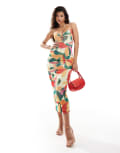 [ASOS DESIGN] ASOS DESIGN mesh ring trim detail cami maxi dress in bold abstract print-Multi 18 Abstract print