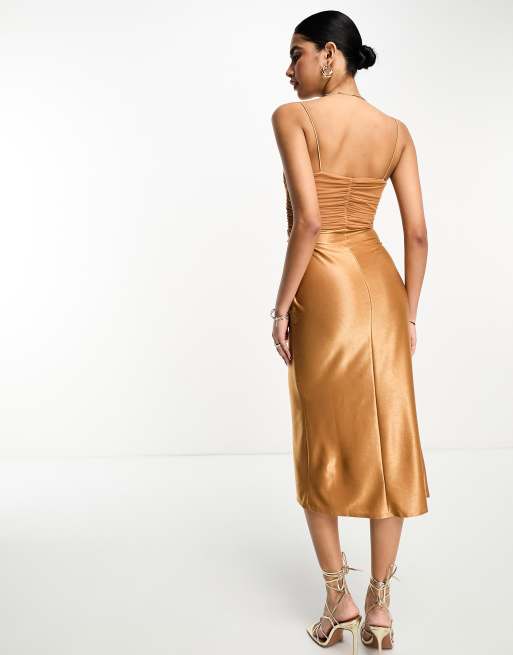 MIDI CAMI DRESS - Gold