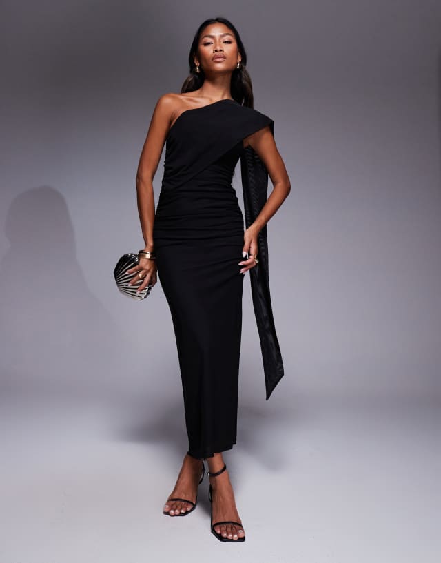 asos black mesh dress Design scarf detail Bandeau Maxi in Size:3 months