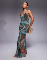 ASOS DESIGN soft cowl neck layered maxi dress in floral print